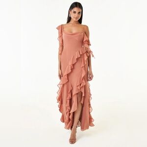 Azazie Francesca Copper Ruffle Gown Size 18 NWT